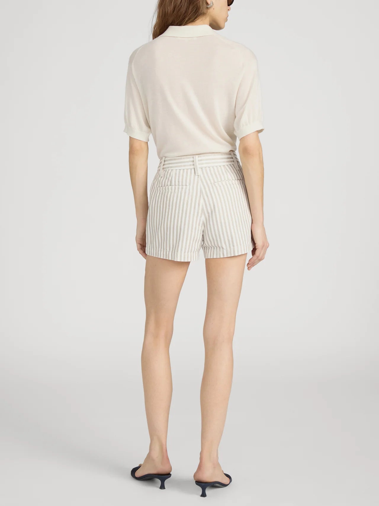 stripe shorts cream and beige