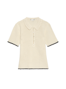 cream crochet polo short sleeve