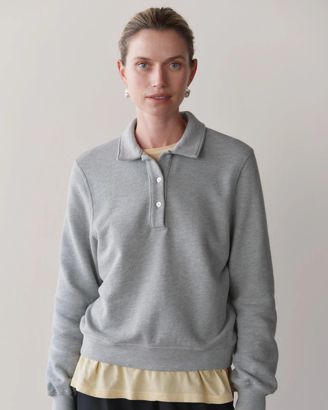 grey polo sweatshirt