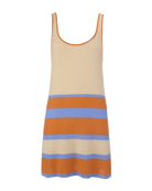 mini knit dress in cream with orange and blue stripes