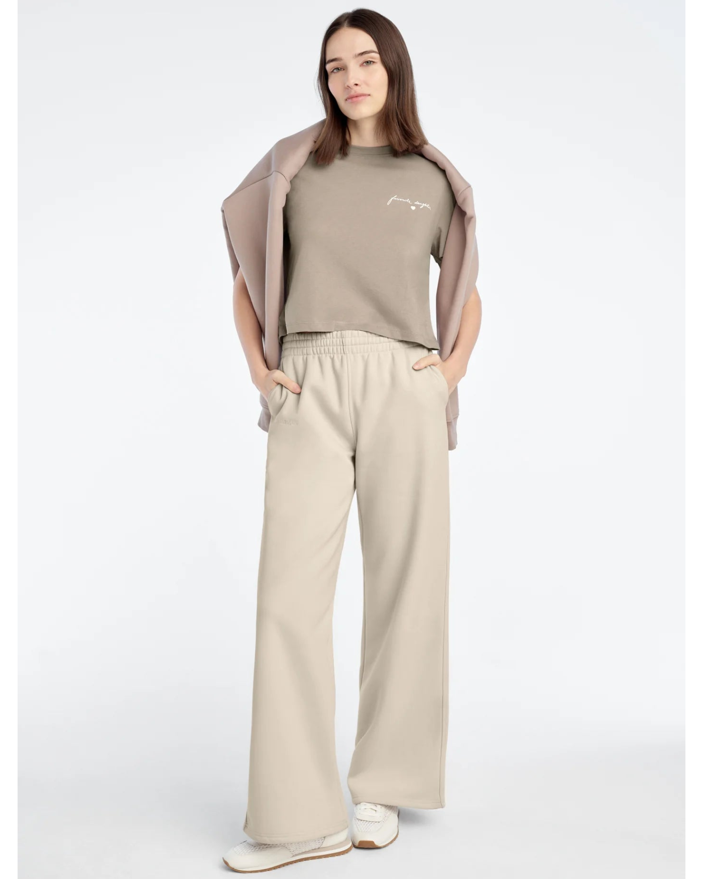 wide leg sweatpants in light brown