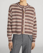 brown stripe button cardigan