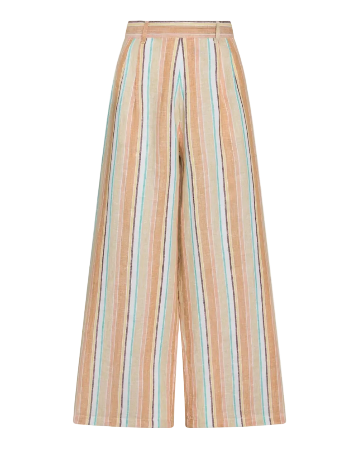 wide leg striped pant in beige, blue and white