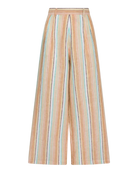 wide leg striped pant in beige, blue and white