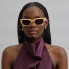 cream tortoise rectangular sunglasses