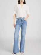 white short sleeve blouse with detail on the sleeves