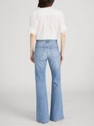 white short sleeve blouse with detail on the sleeves