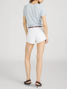 blue, cream and yellow stripe t-shirt