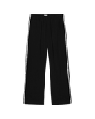 black crop pant with white stripe down the sides