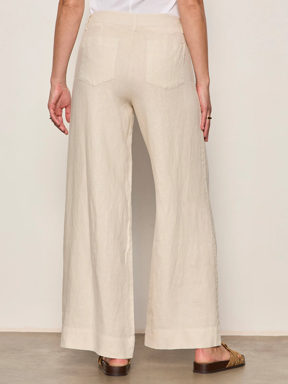 wide leg linen pant in light beige