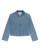 wide leg dark denim with a denim drawstring waist