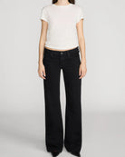 black wide leg low rise denim pant