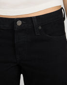 black wide leg low rise denim pant