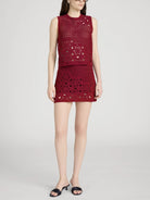 red crochet mini skirt