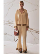 cream wide leg knit pant