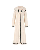 beige knit maxi dress with collar 