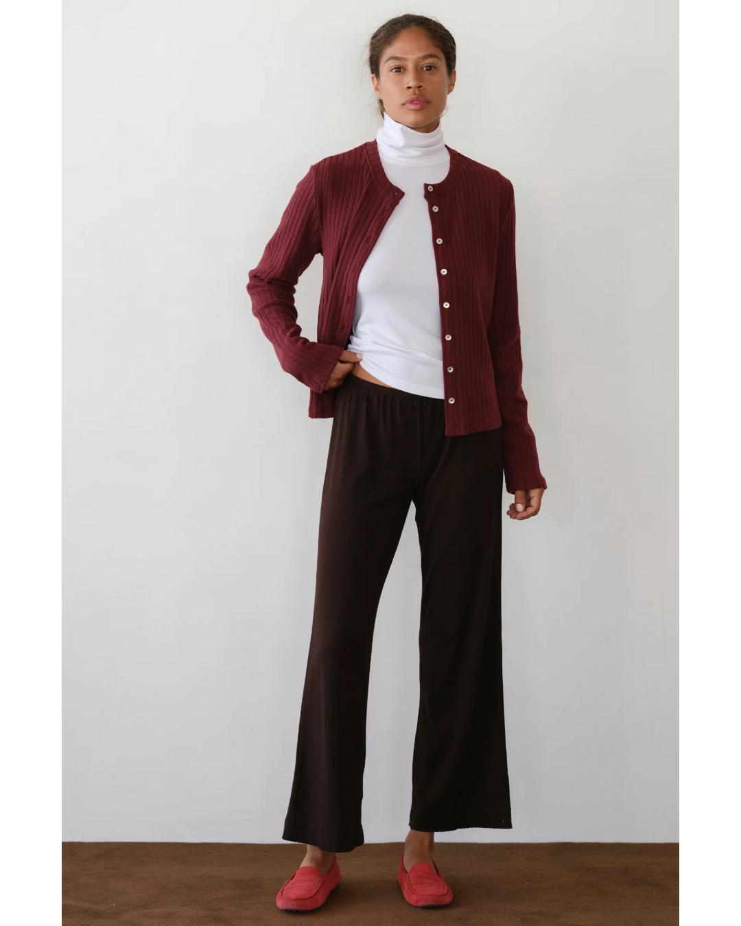 lounge wide leg pant in brown