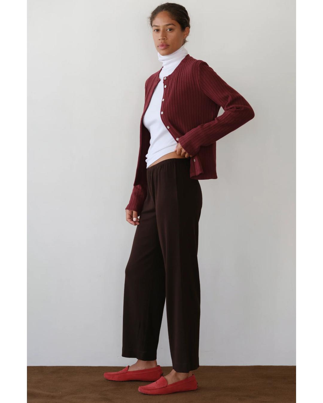 lounge wide leg pant in brown