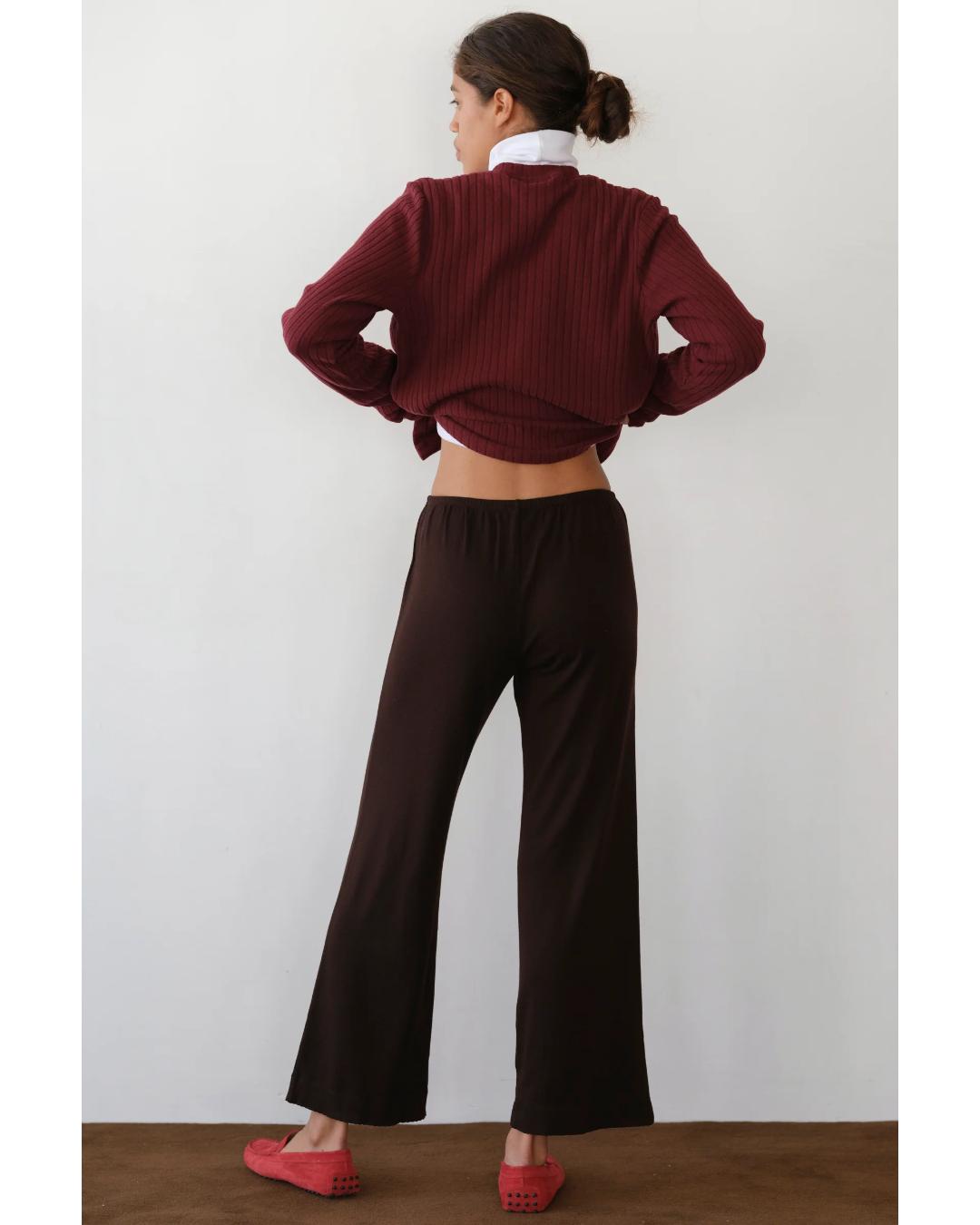 lounge wide leg pant in brown