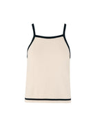 knit tank top in cream with black straps