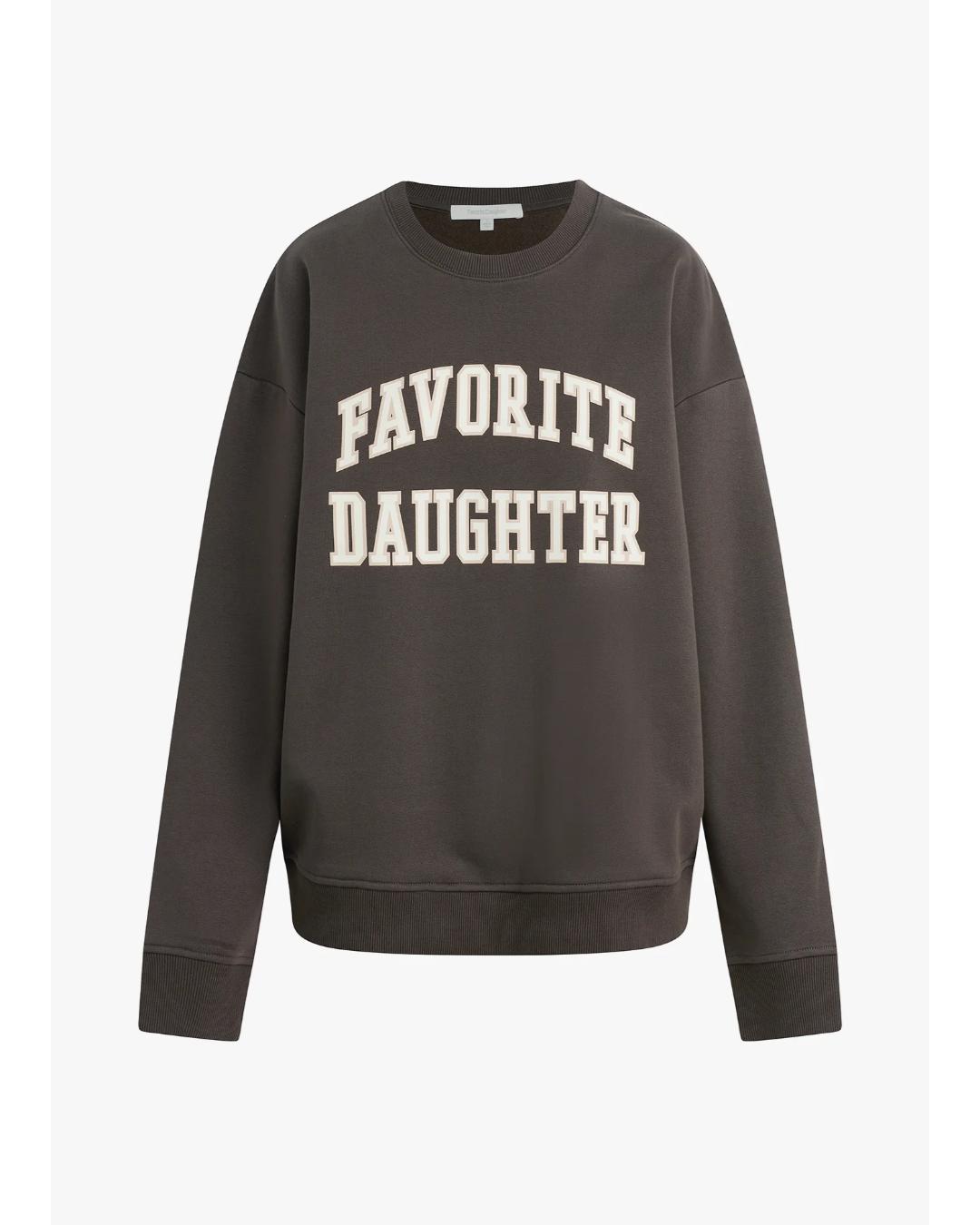 brown sweatshirt with the text Favorite Daughter