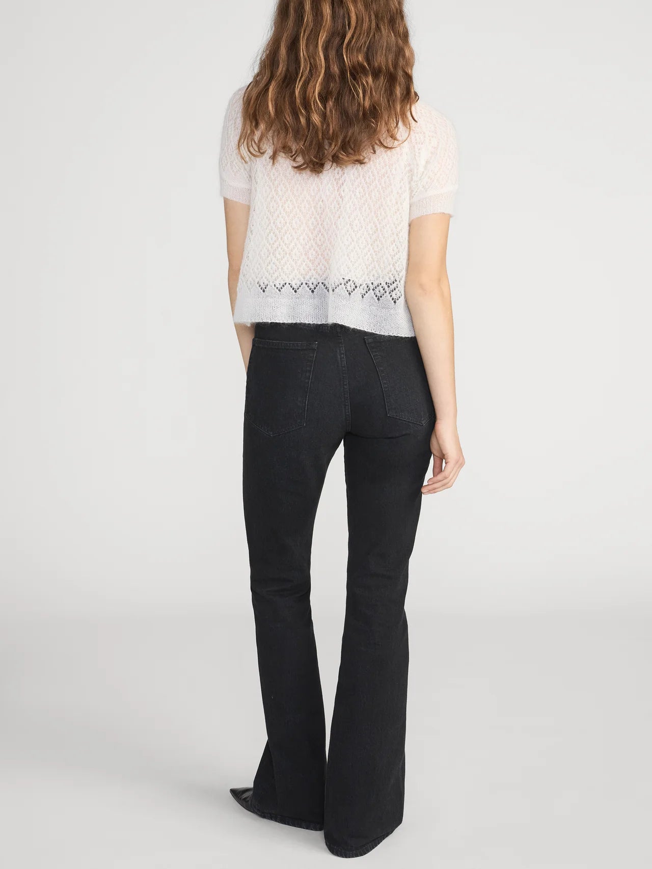 short sleeve knit tie sweater top