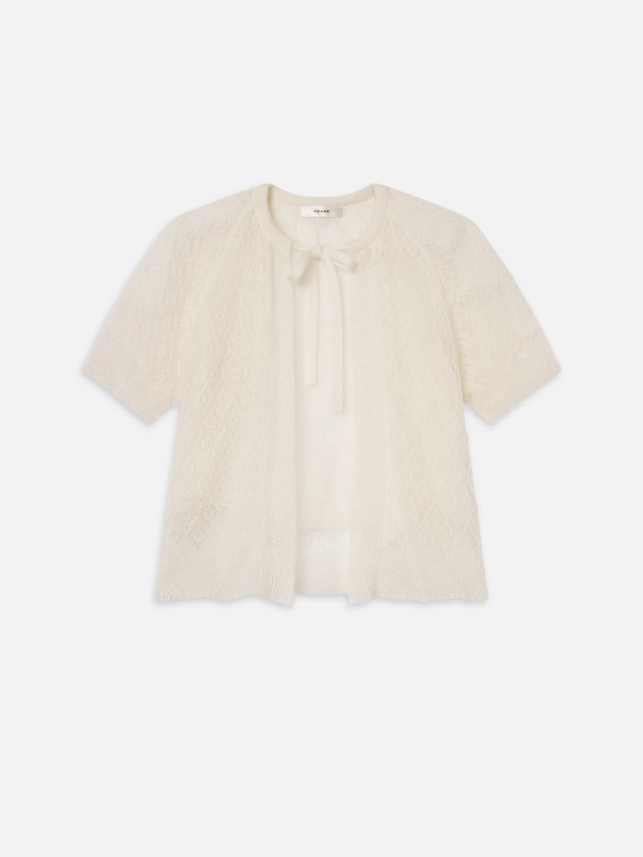 short sleeve knit tie sweater top