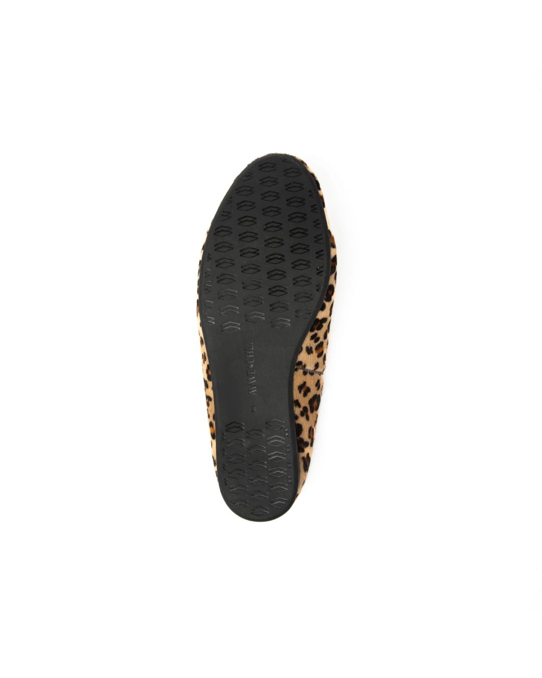 leopard print slipper shoe with black tassels