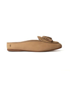 leopard print slipper shoe with black tassels
