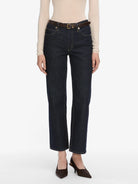 dark straight crop denim pant