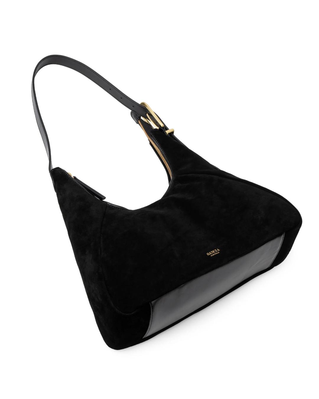 black suede purse