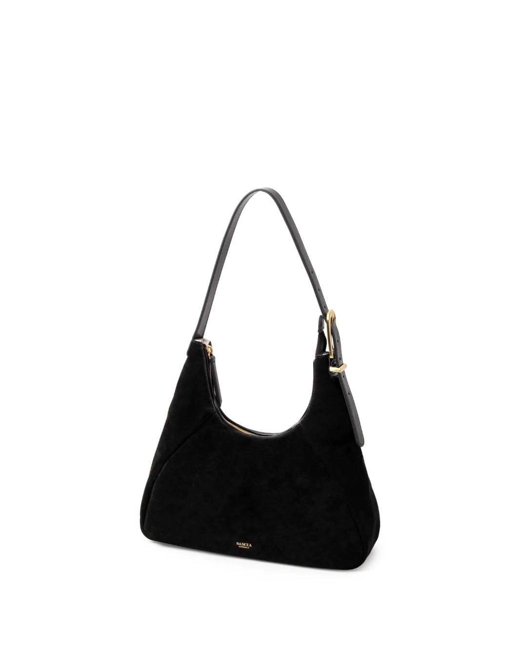 black suede purse