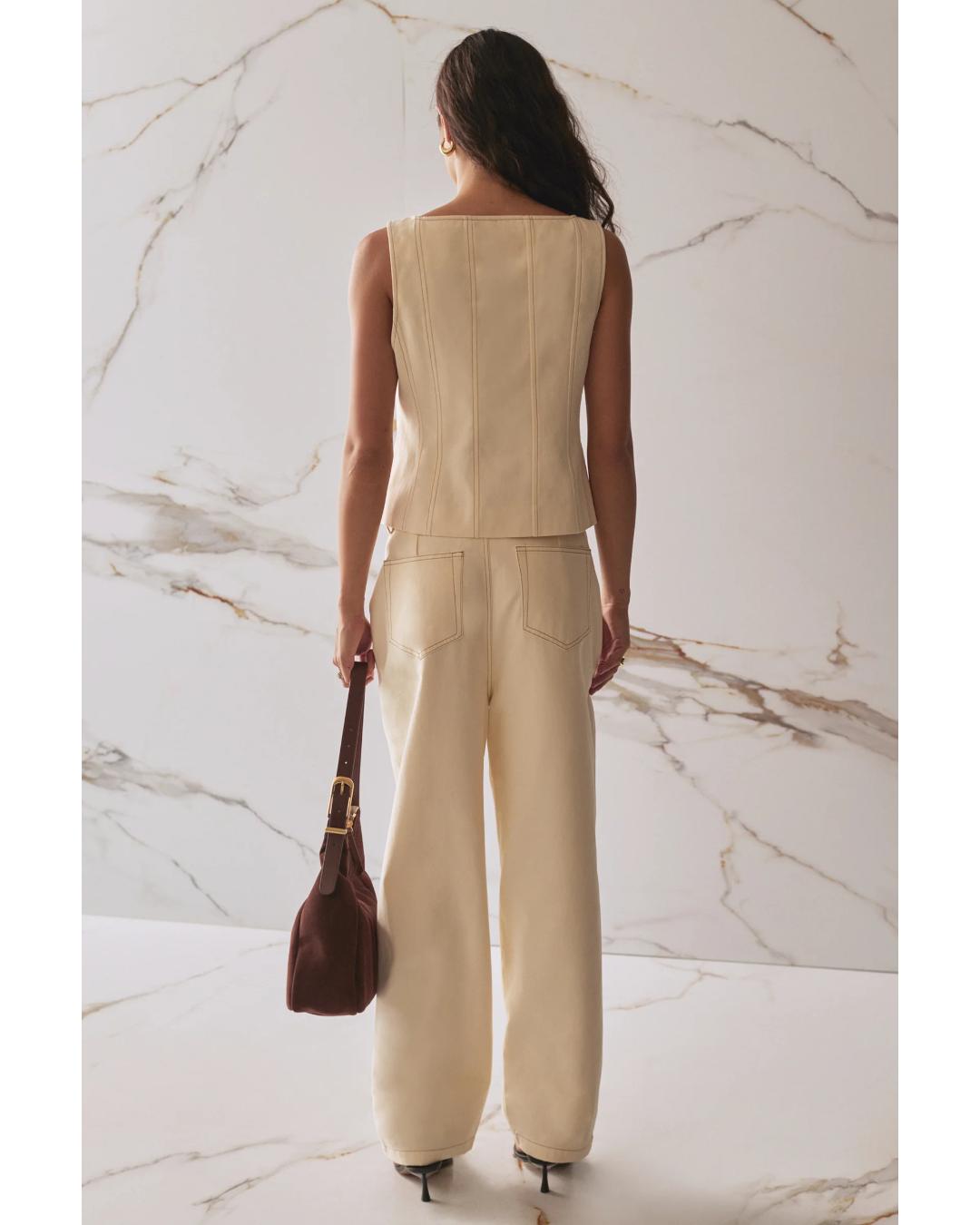 cream structured vest with buttons down