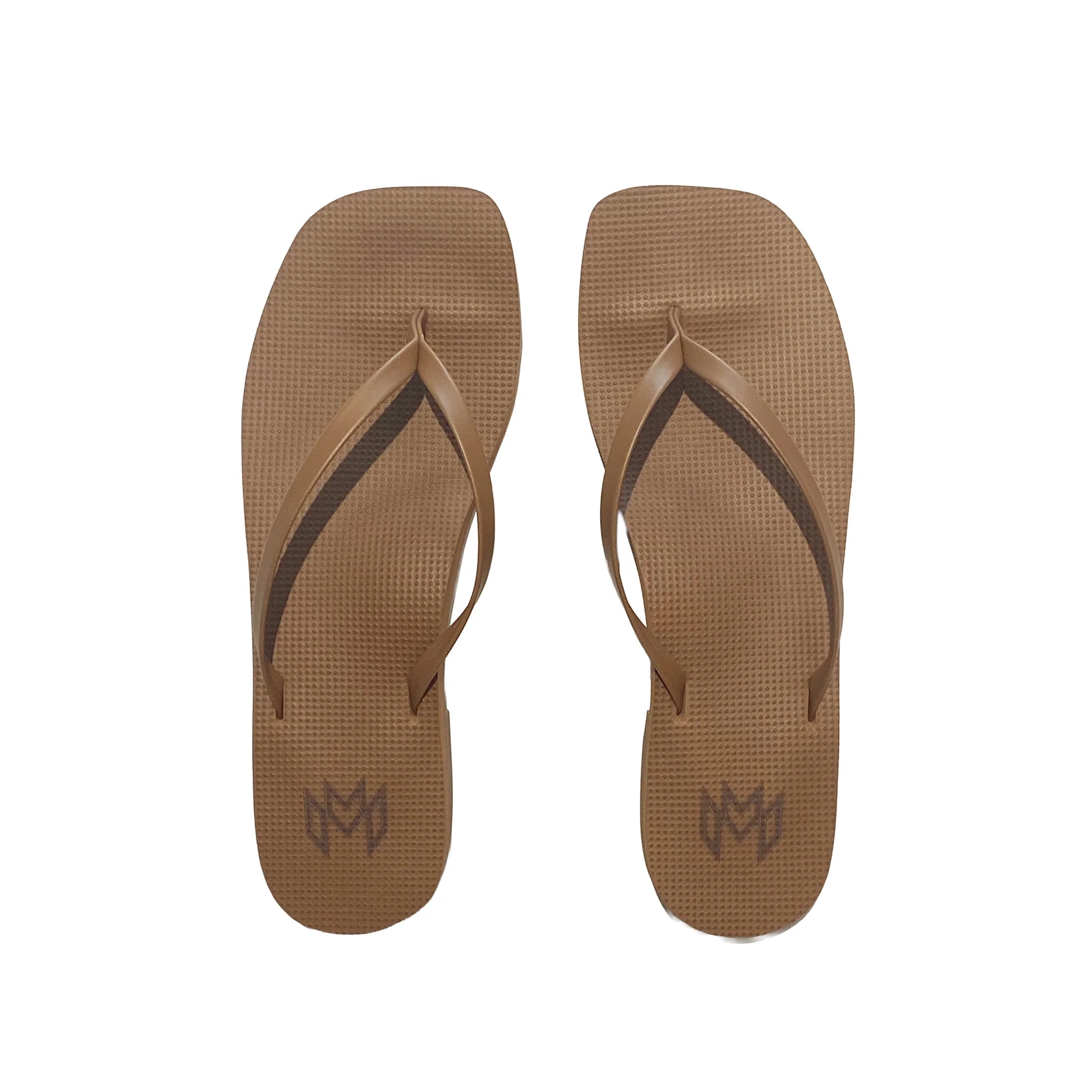 brown square toe flip flop