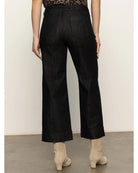 dark wash jeans in a wide leg and cropped 