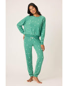 green long sleeve and pants pj set with bears all over 