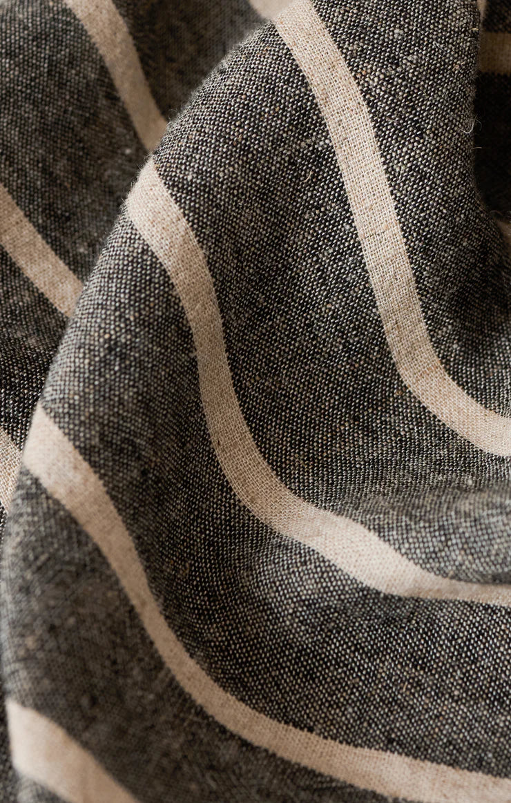 black and beige linen striped short