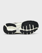 white running shoe with silvers accents