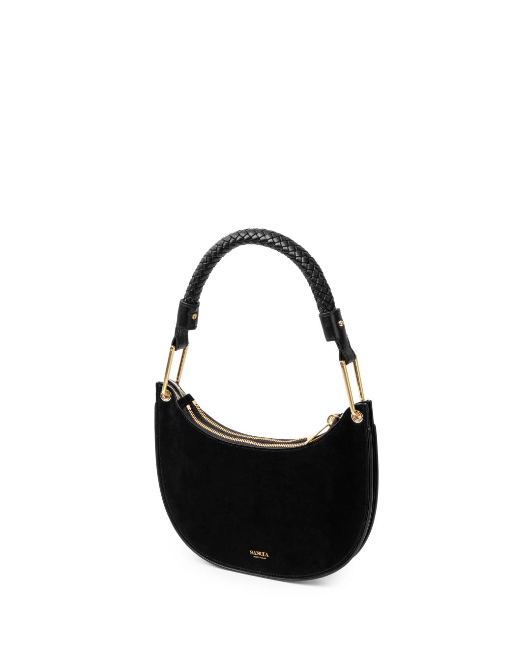 black purse with rope handle