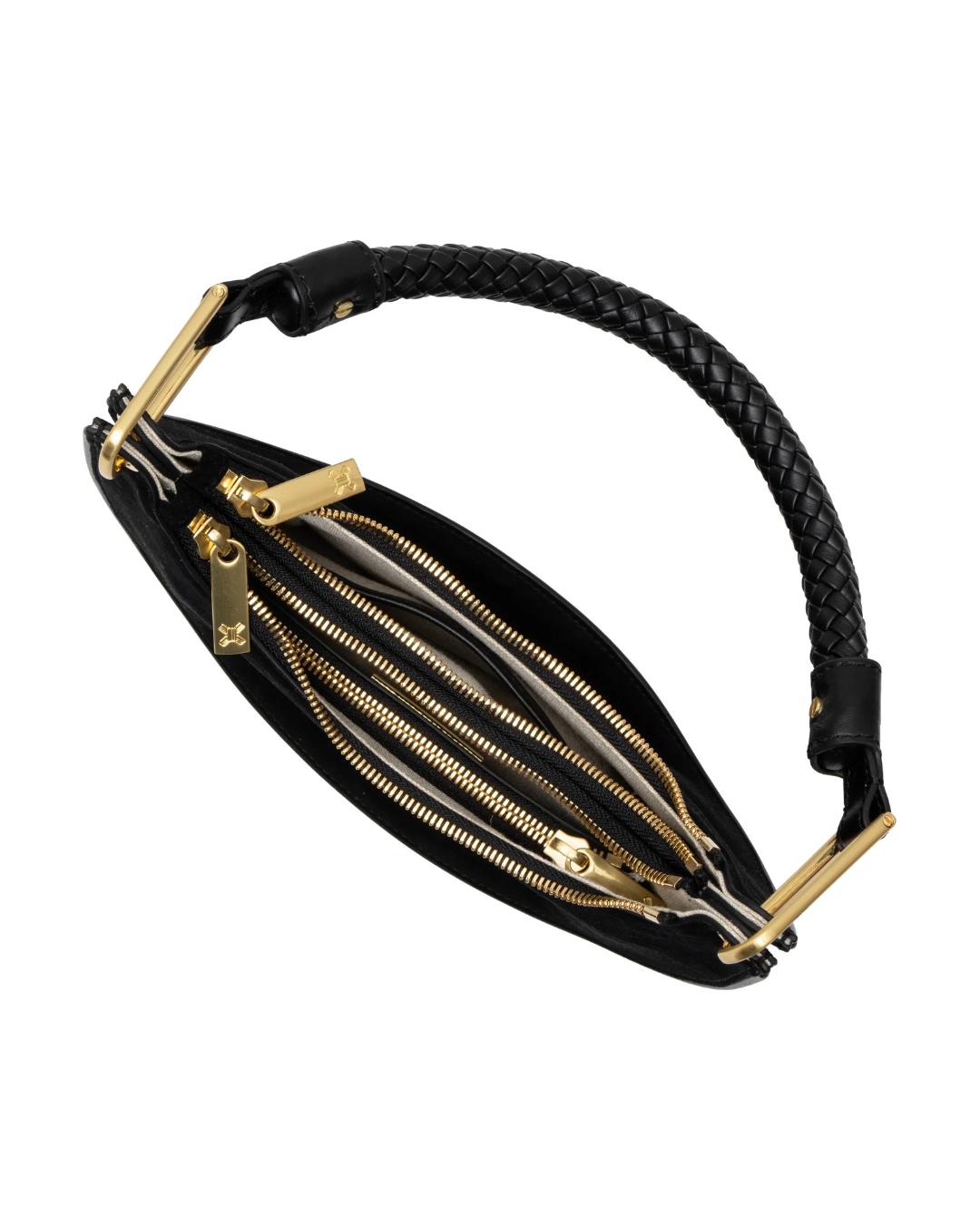 black purse with rope handle