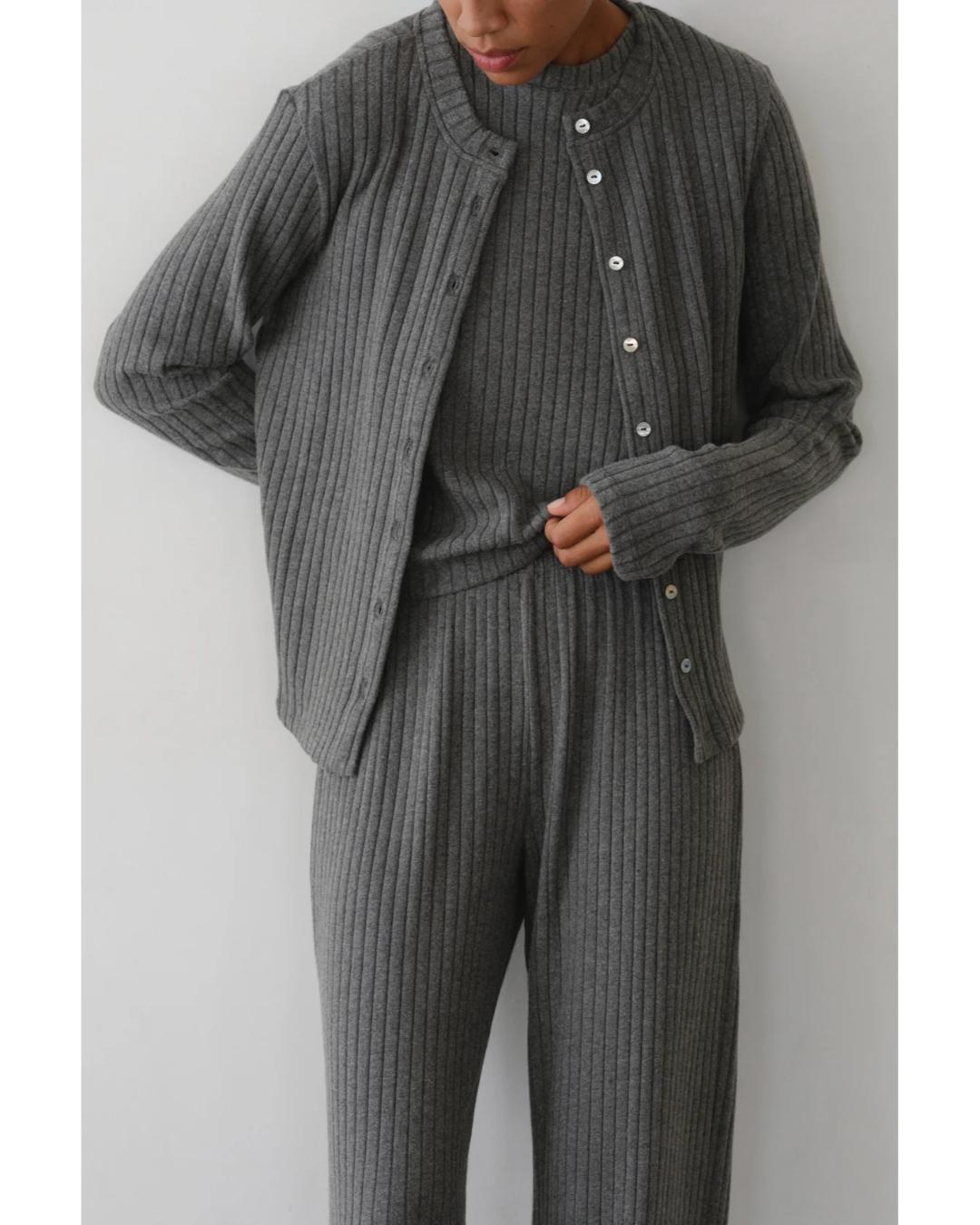 grey ribbed cardigan