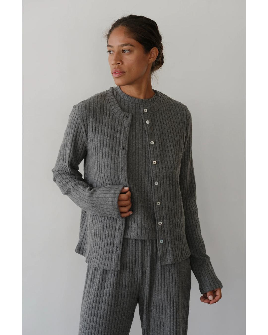 grey ribbed cardigan