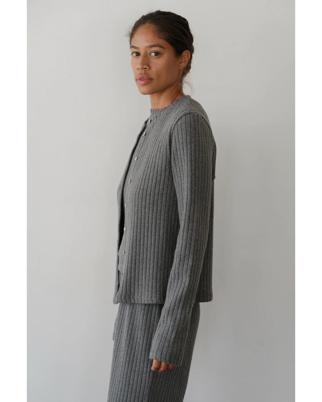 grey ribbed cardigan
