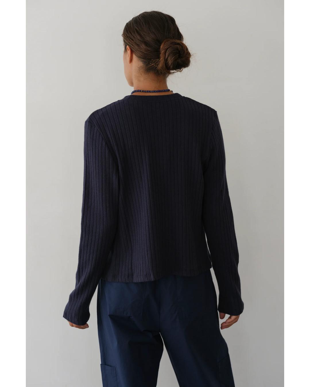 navy ribbed cardigan