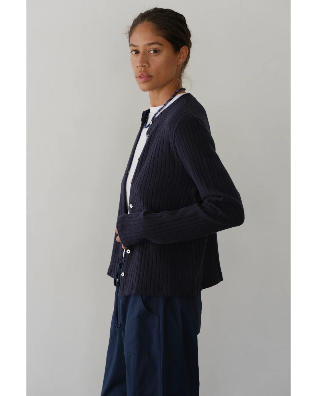 navy ribbed cardigan