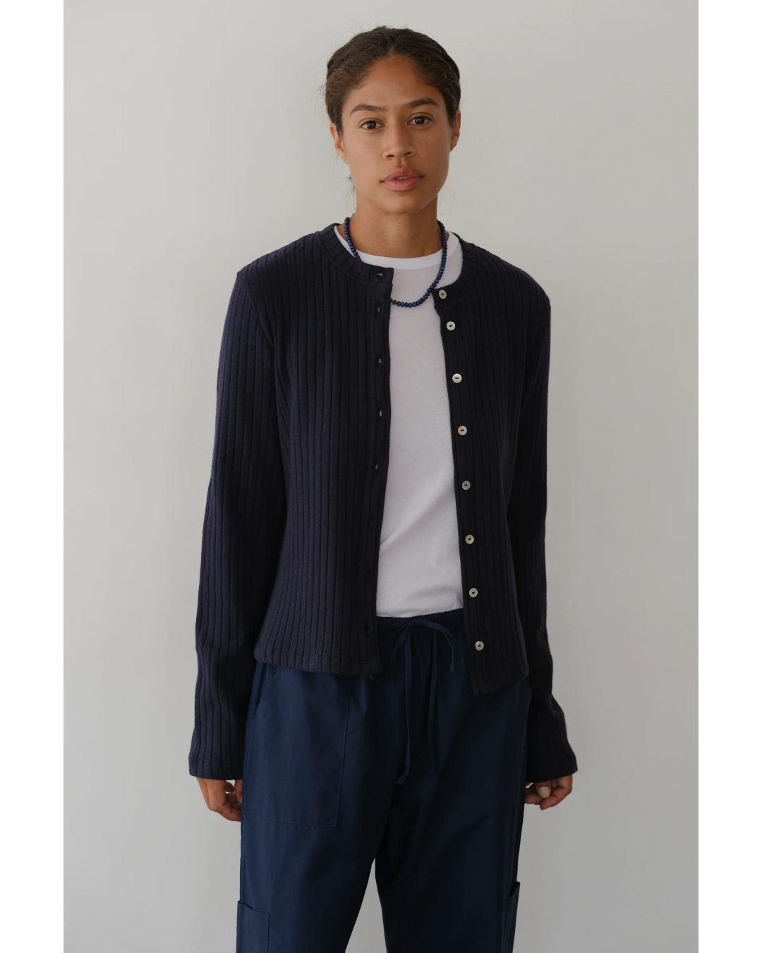 navy ribbed cardigan