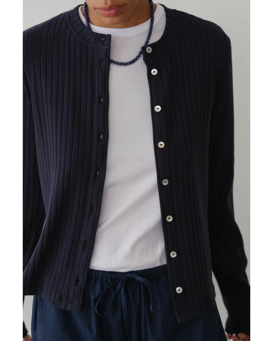 navy ribbed cardigan