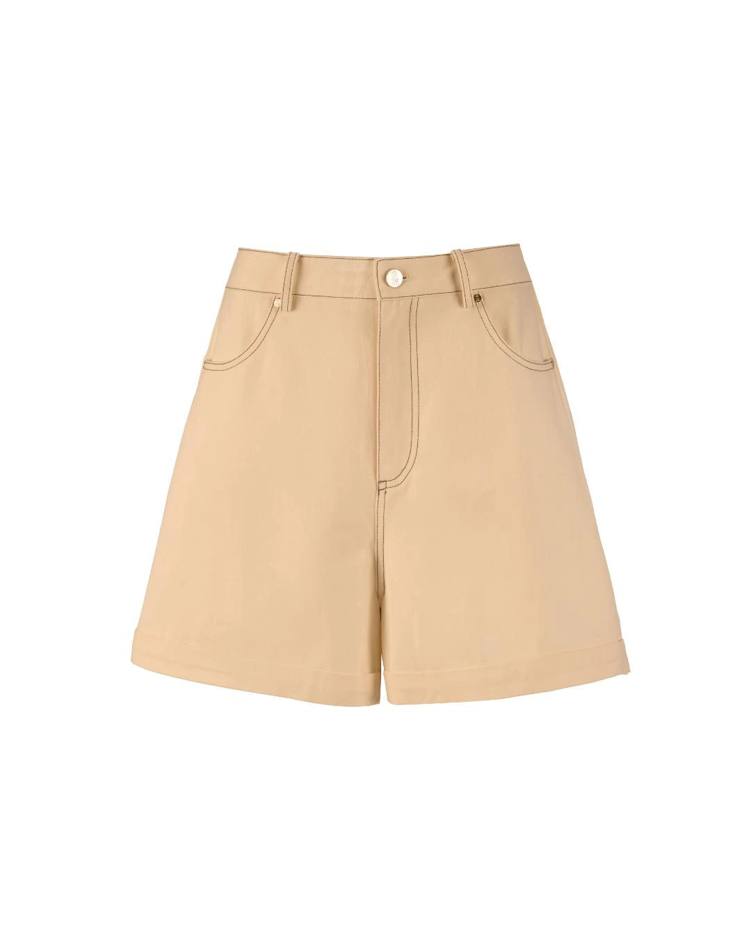 Beige high waisted denim shorts 