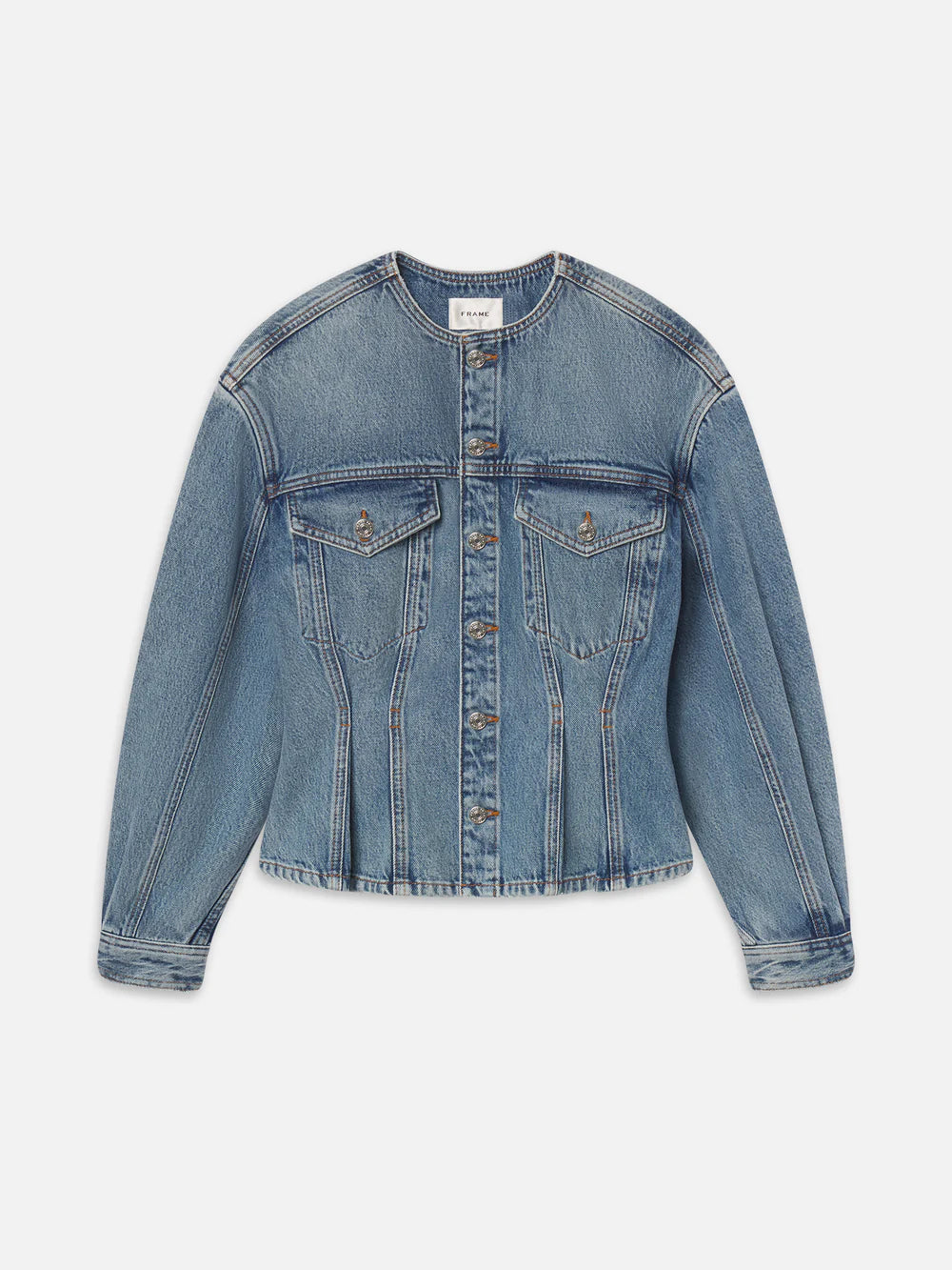 blue jean jacket with a tailored front
