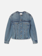 blue jean jacket with a tailored front